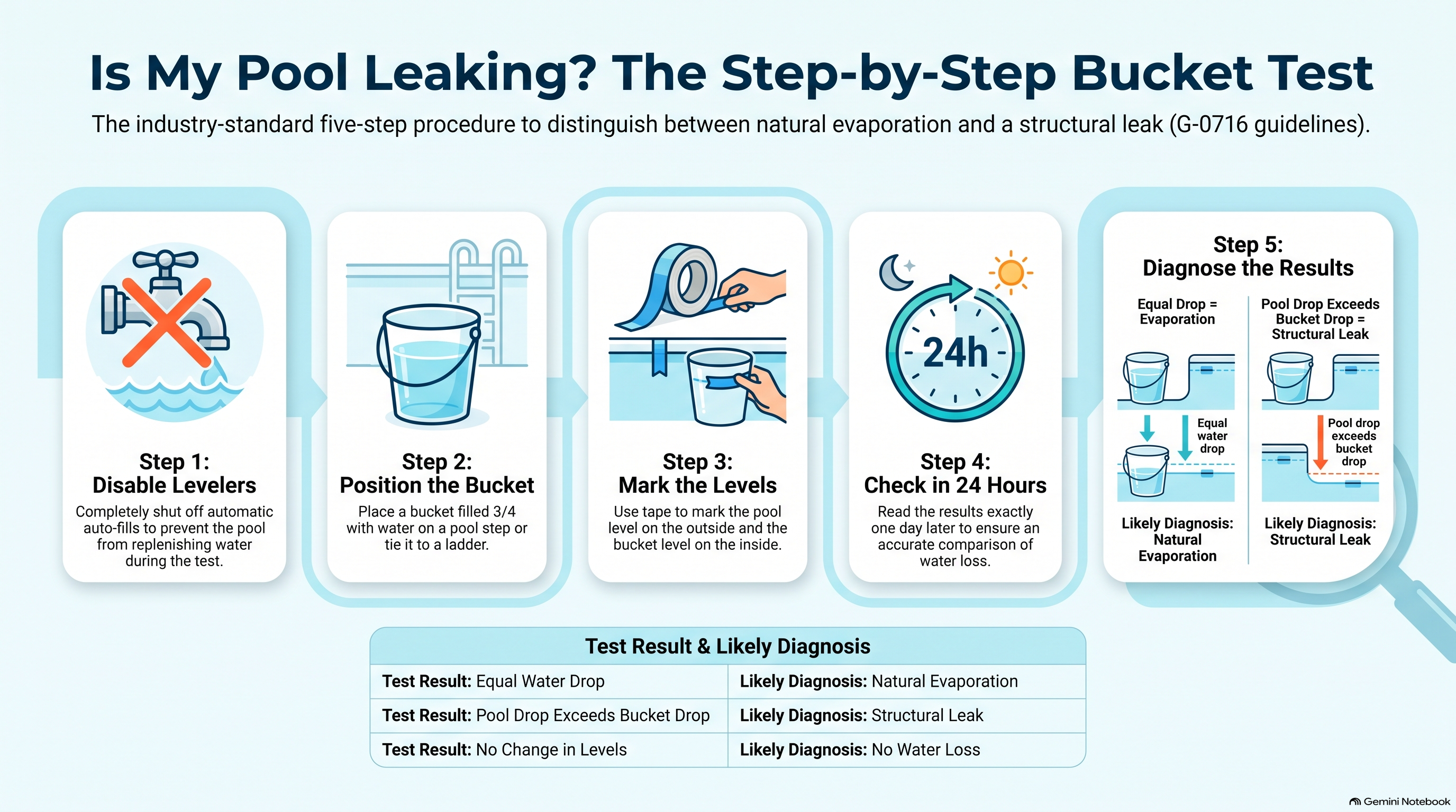 Pool Leak Bucket Test Steps