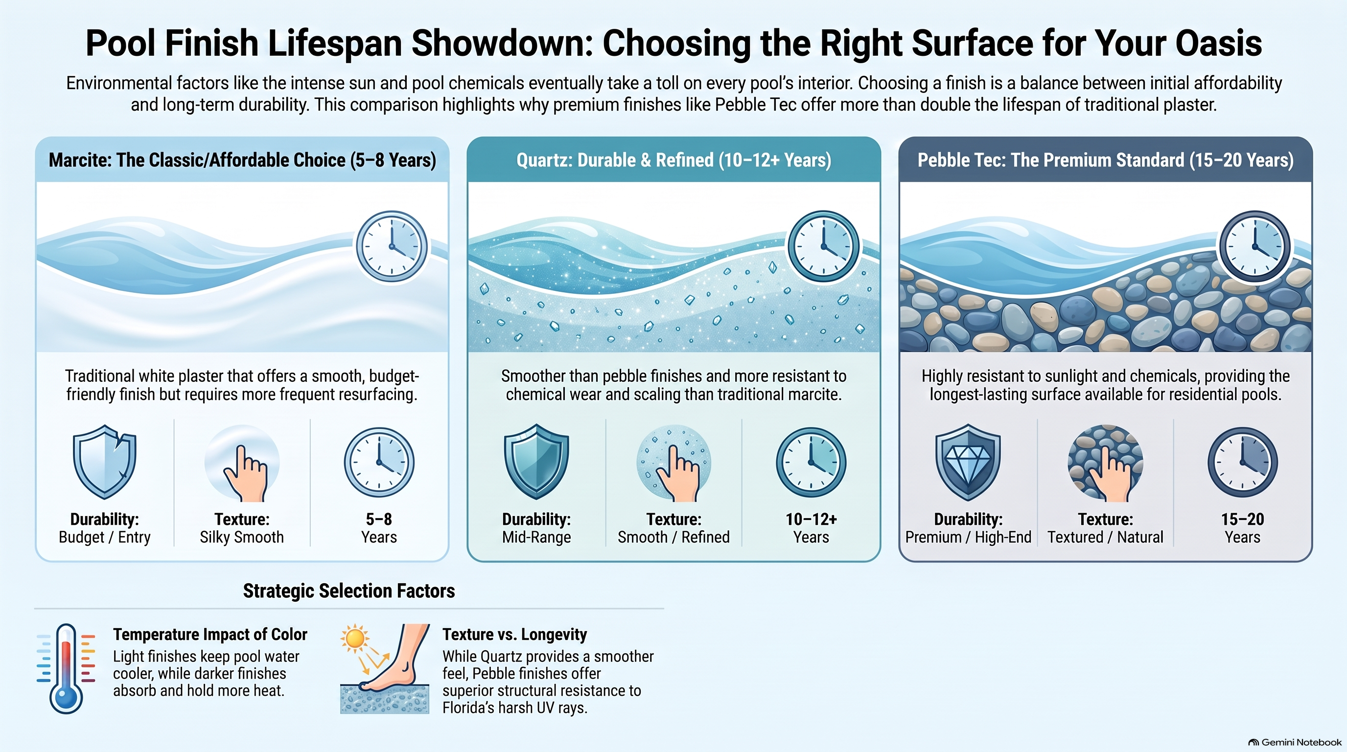 Pool Surface Lifespan Comparison